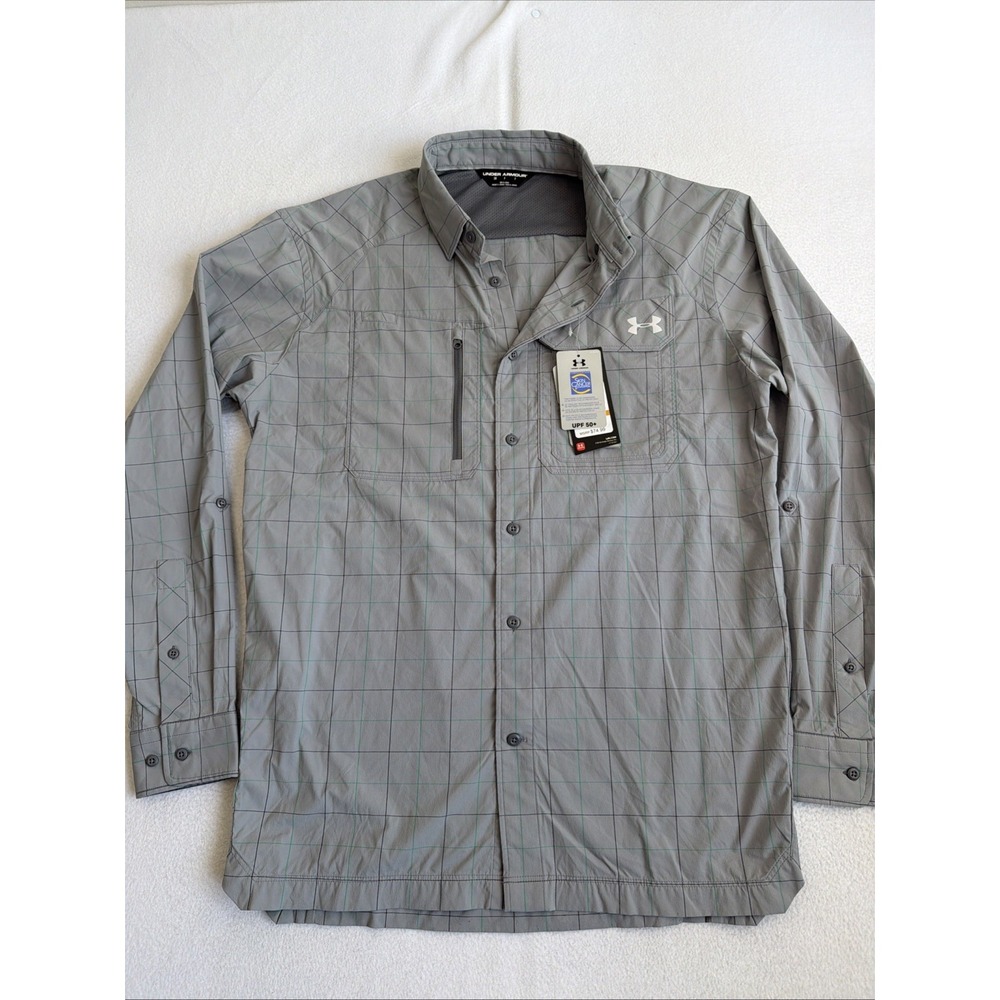 NWT Under Armour 1290746 Fish Hunter Long Sleeve Plaid Shirt Sm Vented Stretch